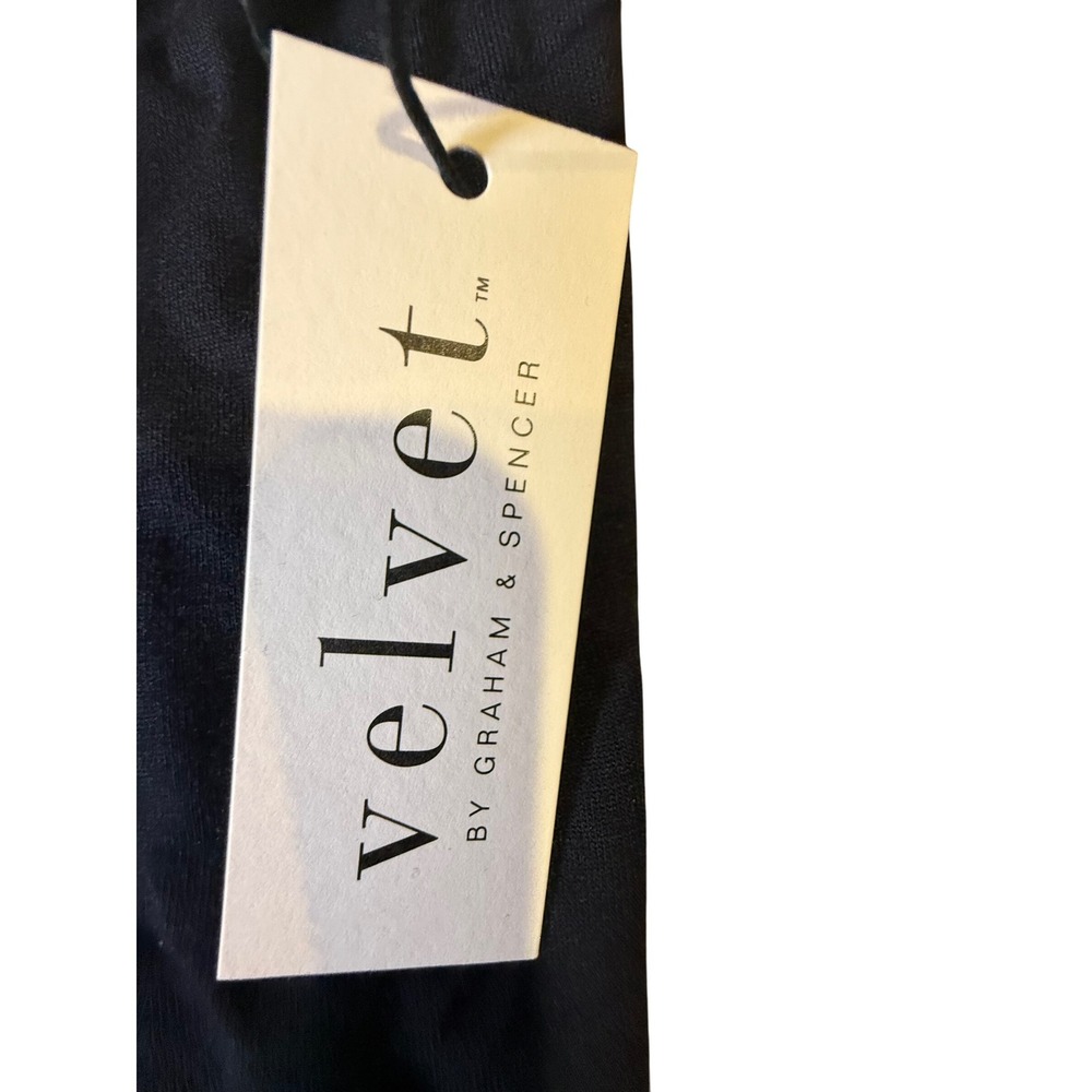 Velvet by Graham Spencer Andie V Neck Cut Out Tee Black Knit Top - S-830 - Picture 4 of 6
